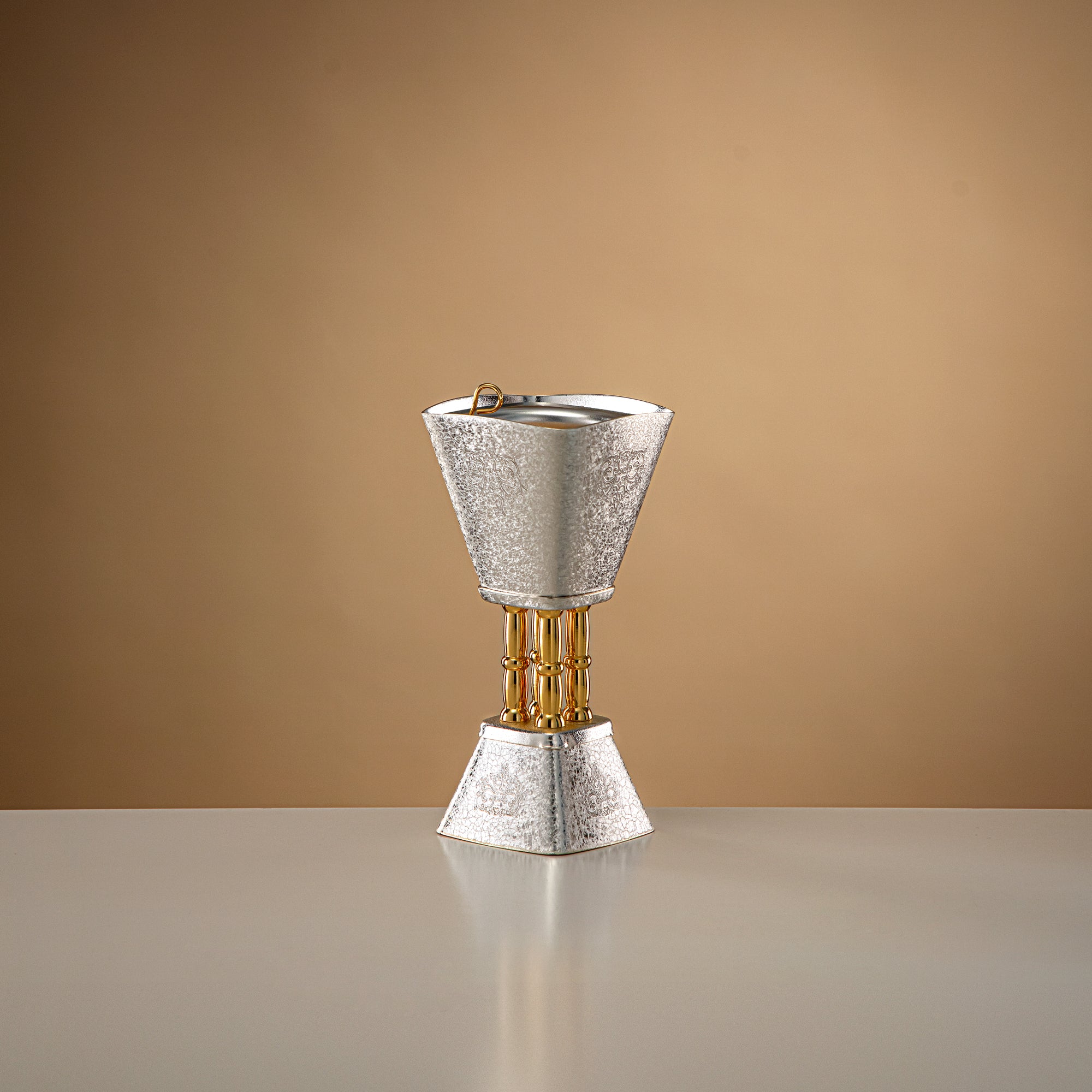 Almarjan Incense Burner Silver & Gold Crackle 18cm