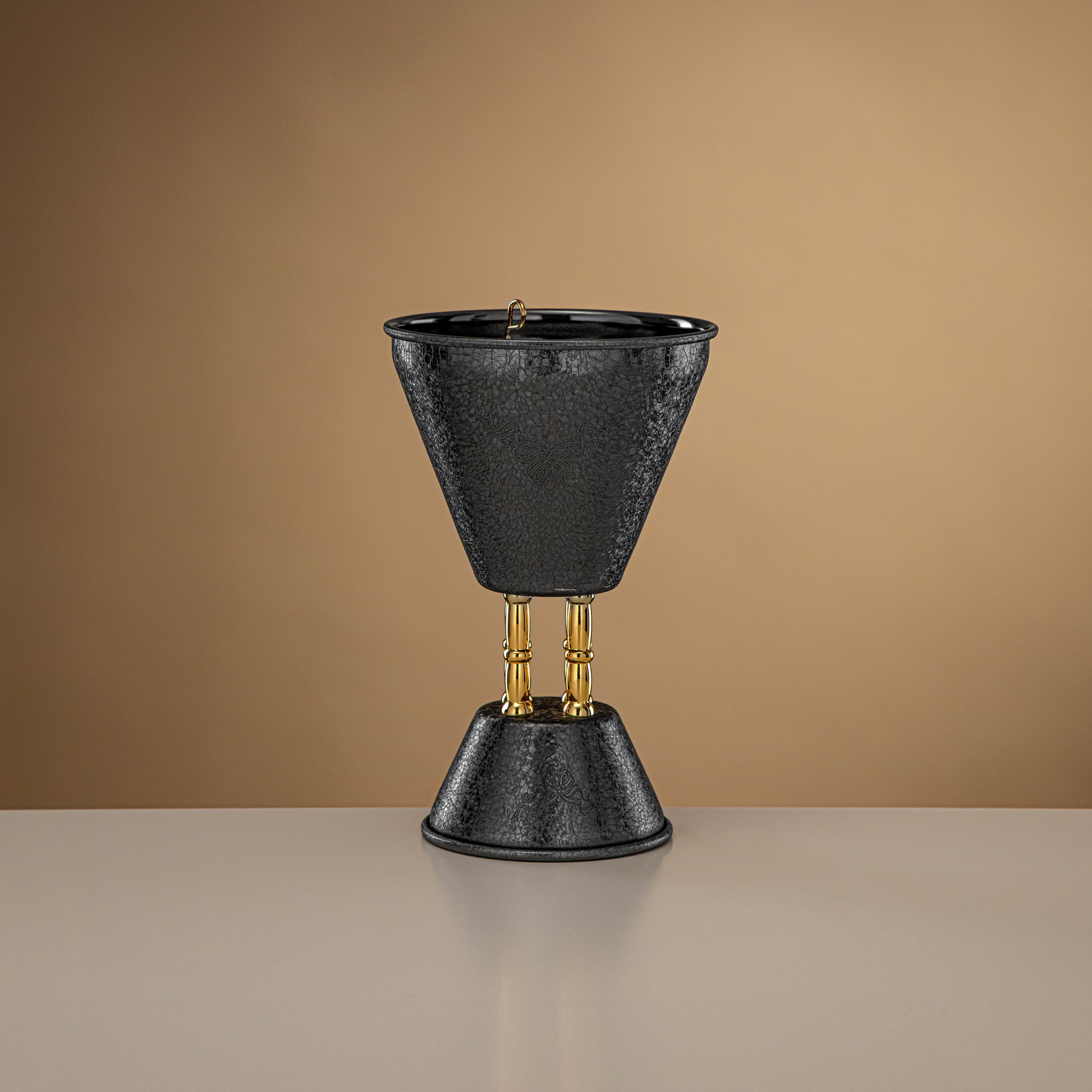 Almarjan Incense Burner Black & Gold Crackle 21cm