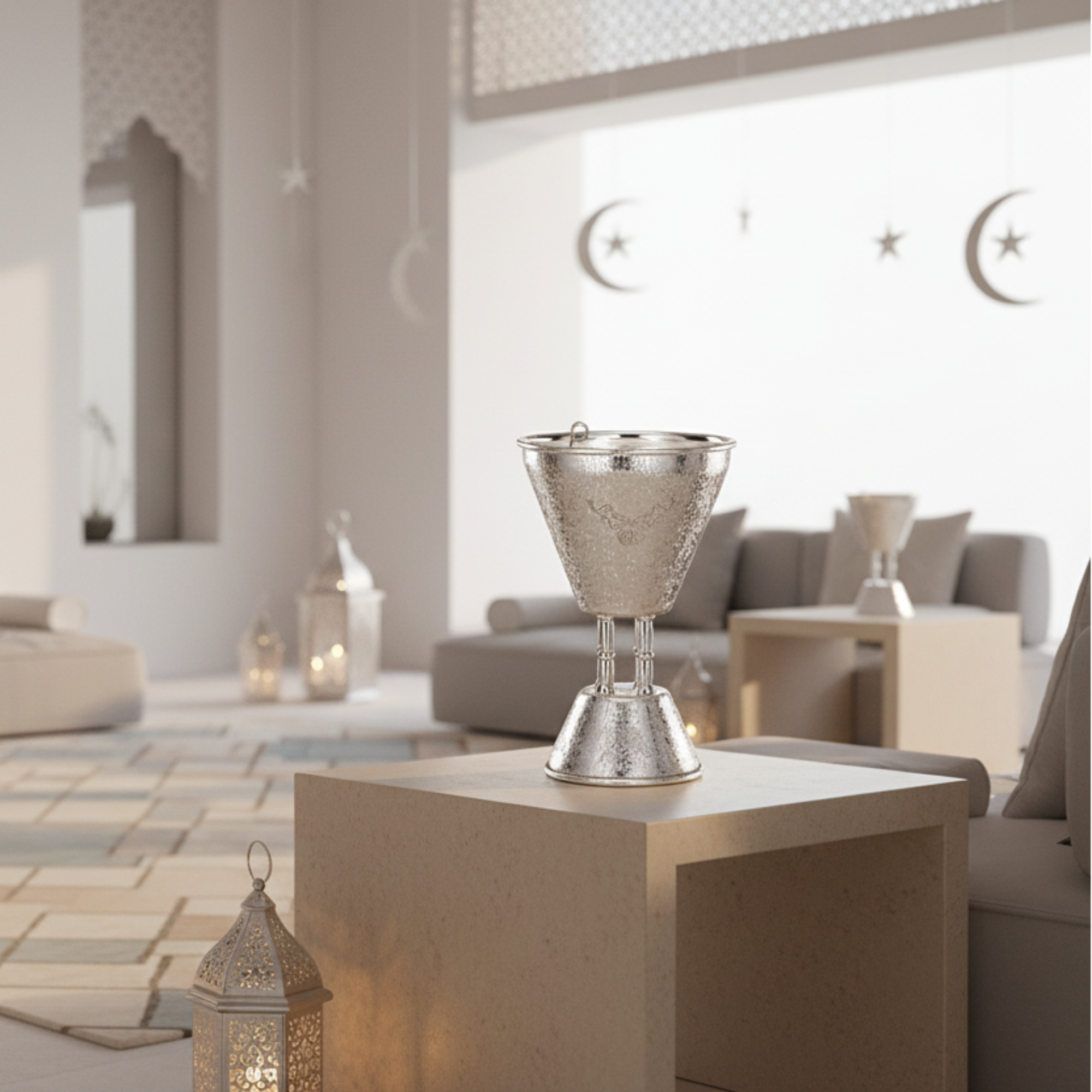 مبخرة المرجان فضية بتصميم متشقق 21 سم