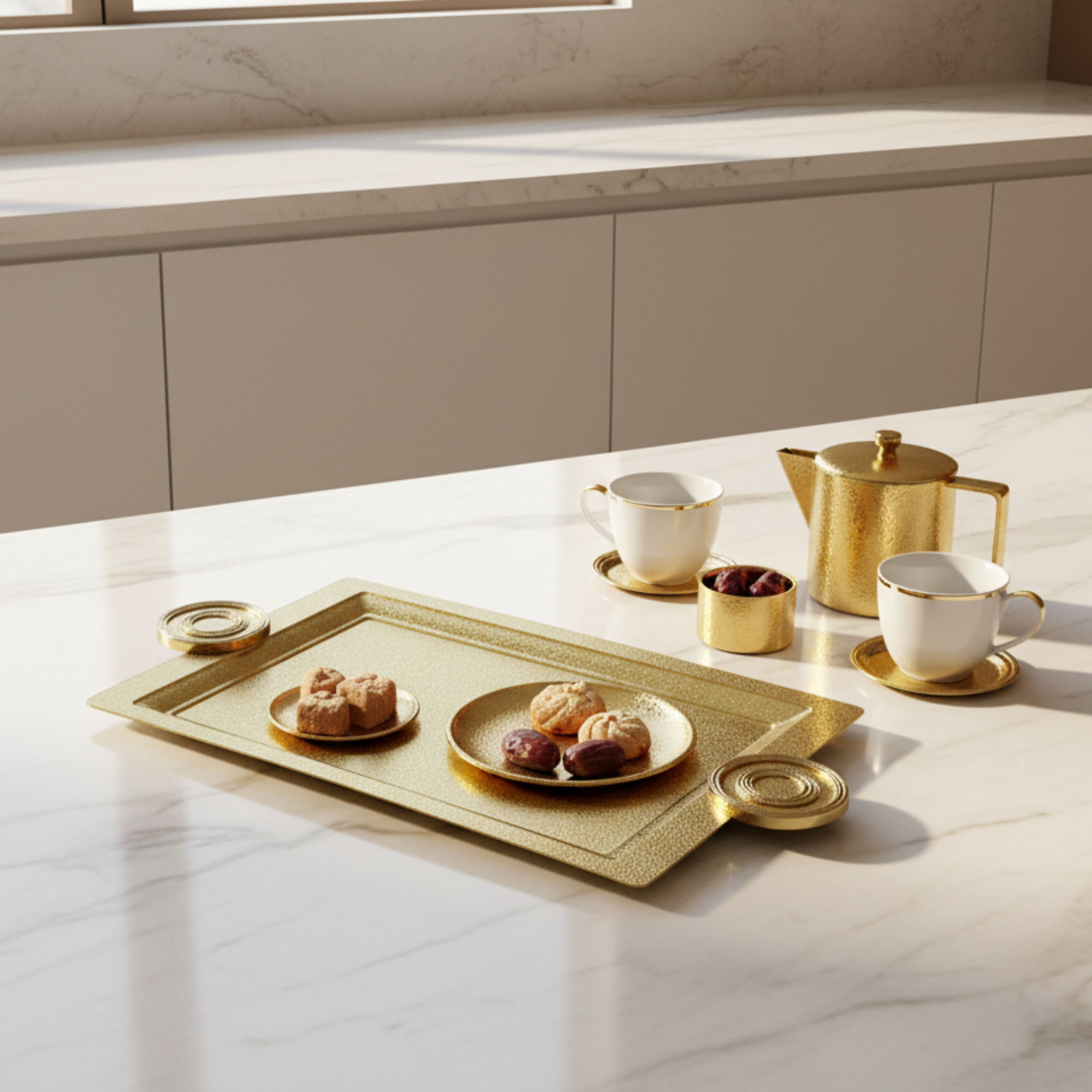 صينية تقديم المرجان 54 سم نحاس بتأثير التشقق