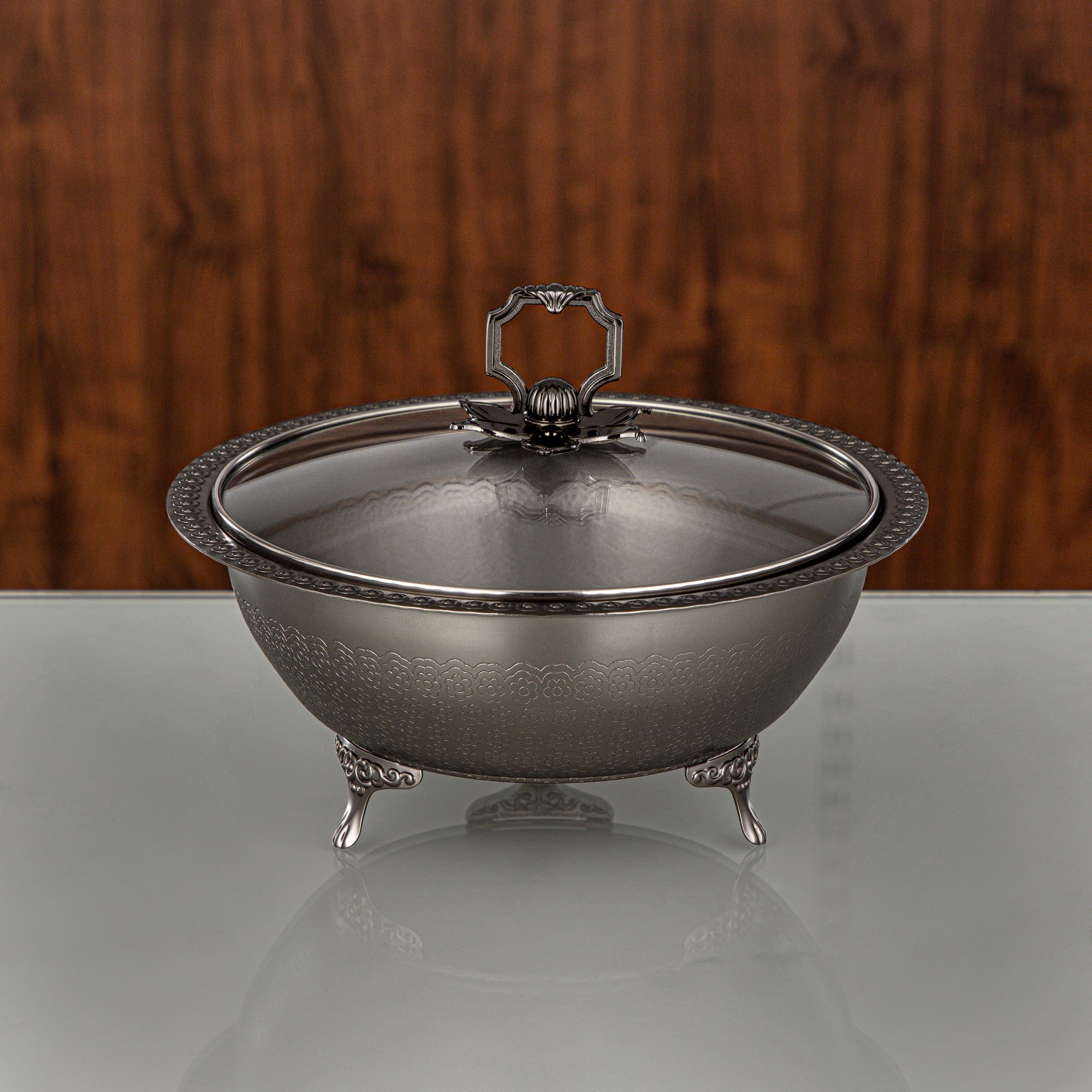 Almarjan Matt Black Date Bowl with Glass Cover – 23 CM