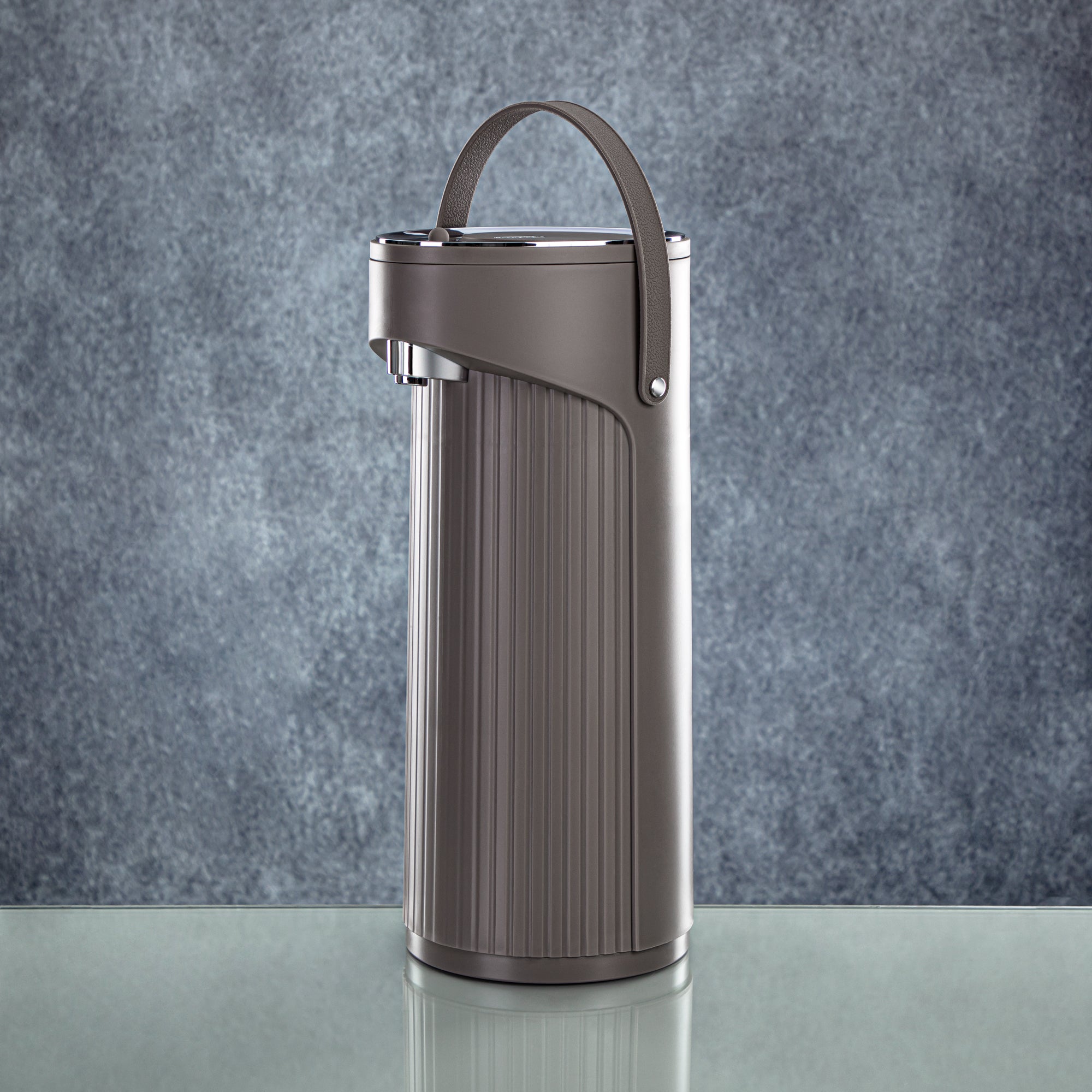 Almarjan 2.2 Liter Pump Vacuum Flask Warm Grey & Silver - SM-2417A-220 WG/C