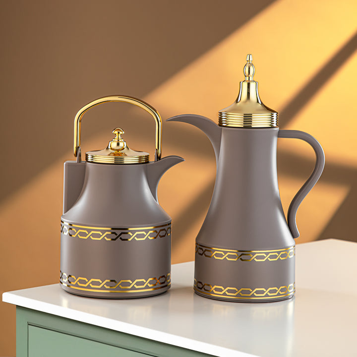 Almarjan 2 Pieces Vacuum Flask Set Brown & Gold - SM-2D936AB-100 WG/G