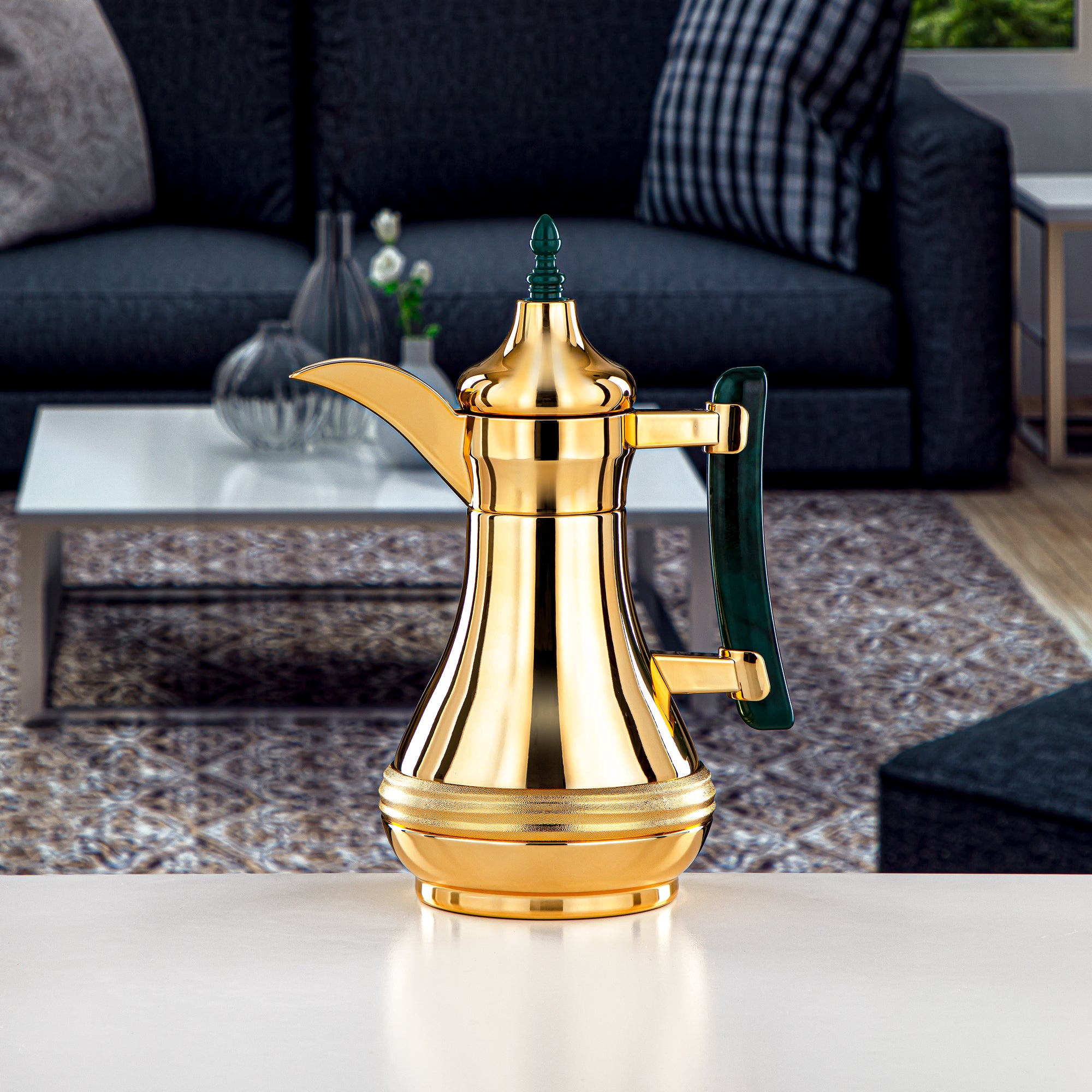 Almarjan 0.6 Liter Stainless Steel Vacuum Dallah Gold - SND-060G-DGNM