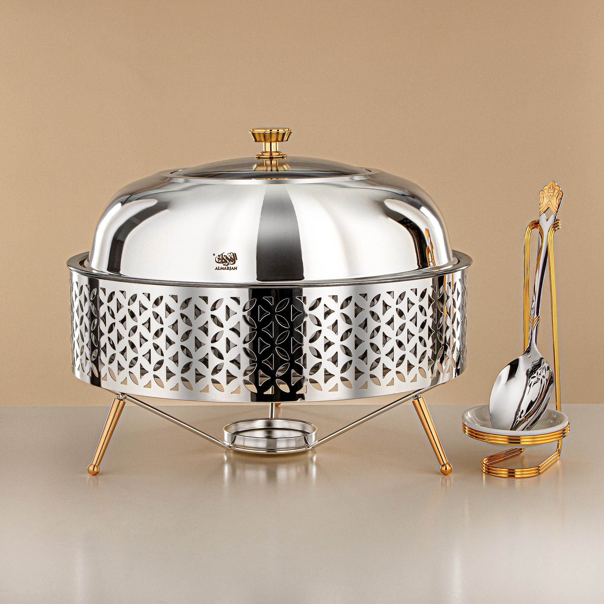 Almarjan Chafing Dish, Silver & Gold, 6500ML (STS0013313) Ramadan & Eid Buffets