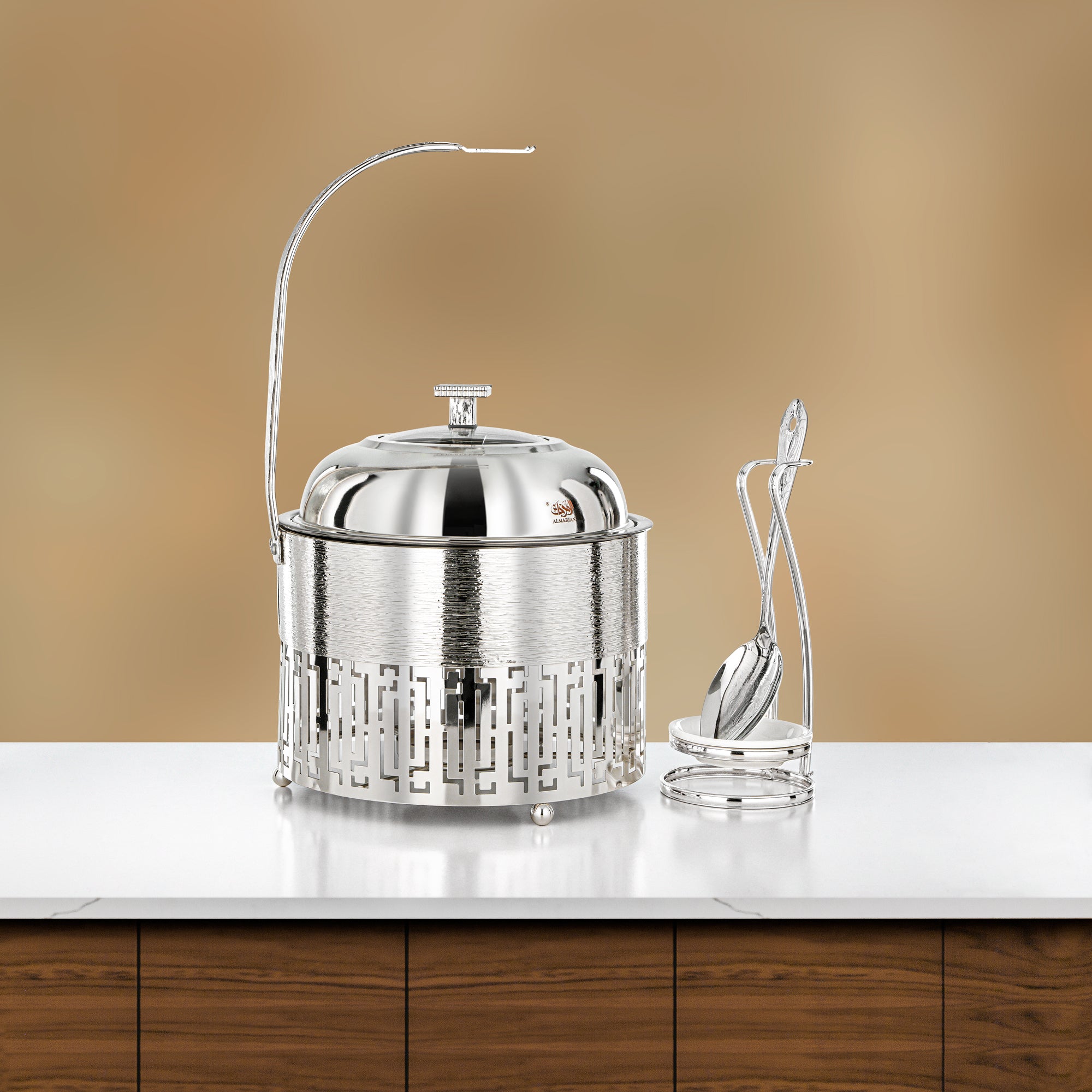 Almarjan 2 Lit Chafing Dish, Brushed Silver