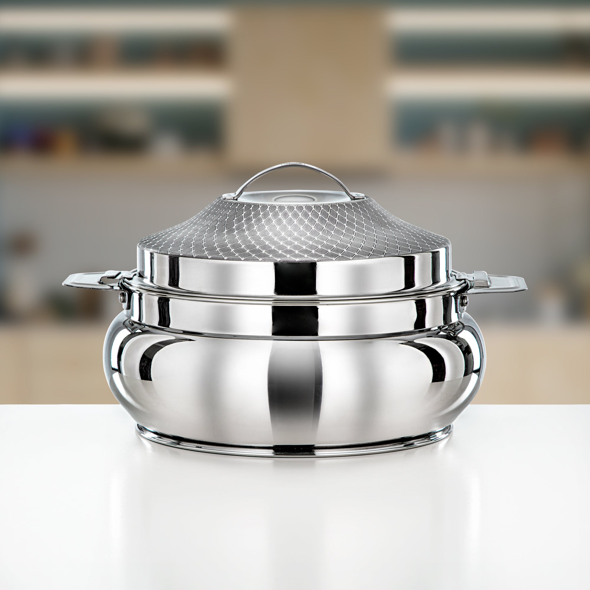 Almarjan Hot Pot Stainless Steel, Silver, 4800ML (H24E16) - Al Arabia Collection