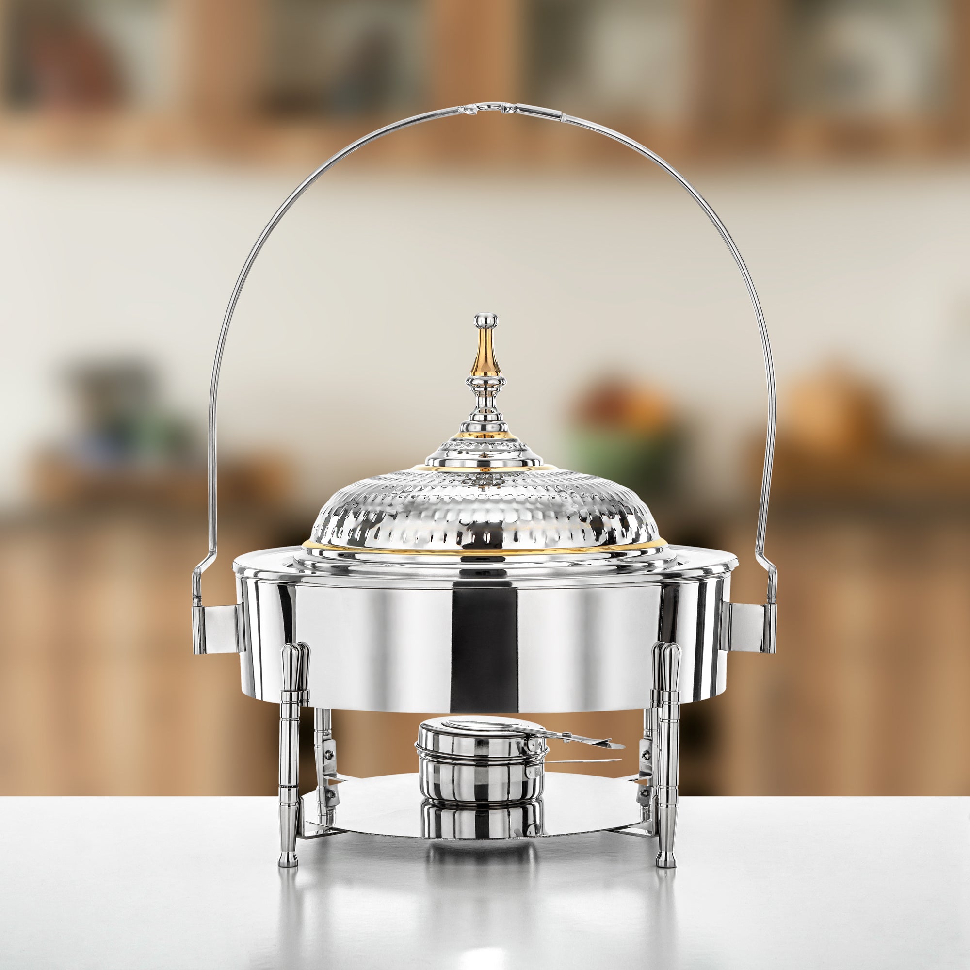 Almarjan Chafing Dish 40 cm Silver & Gold