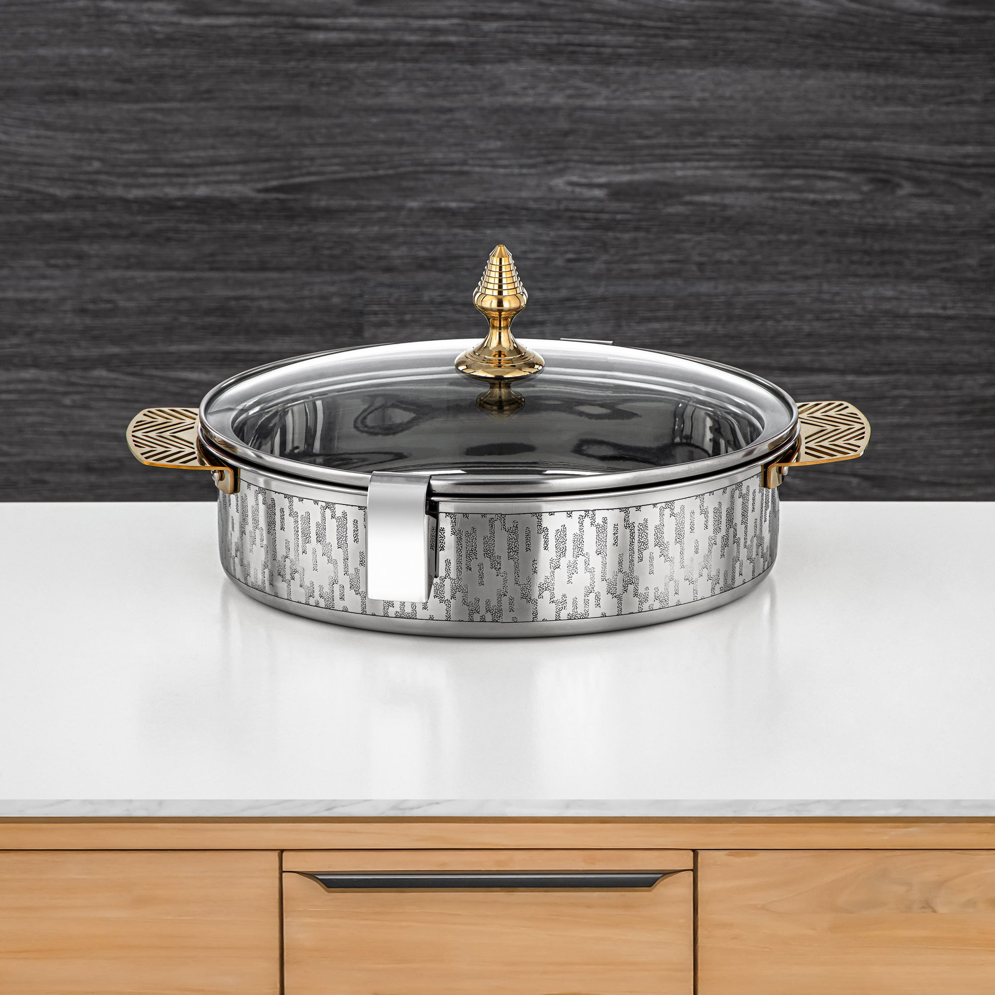 Almarjan Mandi Collection Hot Pot 30cm Silver & Gold