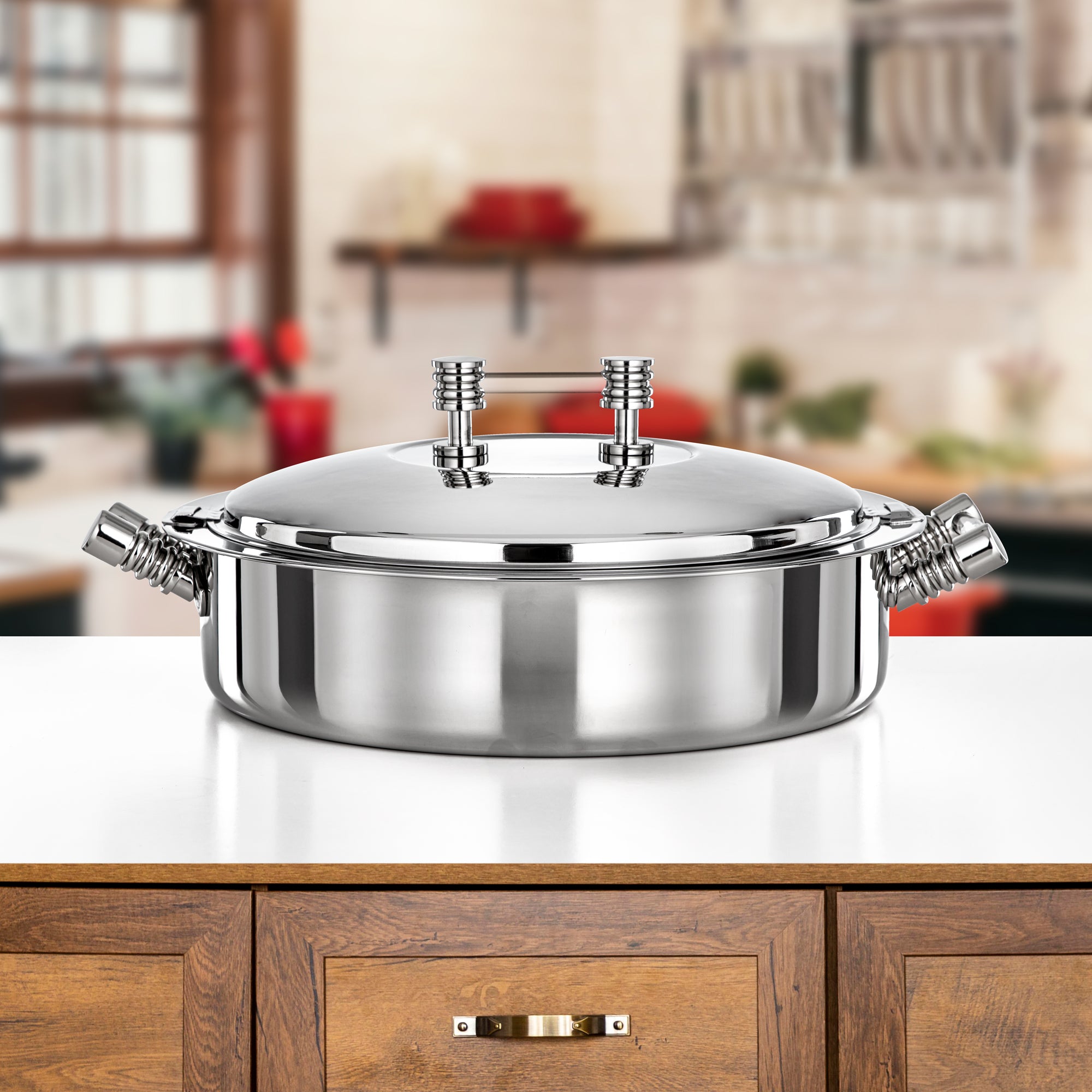 Almarjan Hot Pot Stainless Steel, Silver, Acrylic Handle 40CM (H25P12) - Areej Collection, Ramadan & Eid