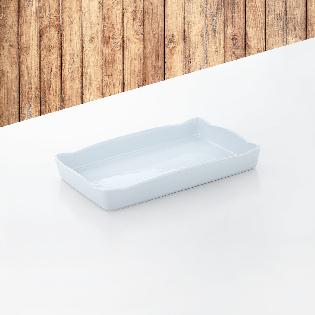 Almarjan Mirror Polish Rectangle Serving Tray with Porcelain Bowl - 40CM, Made in Italy