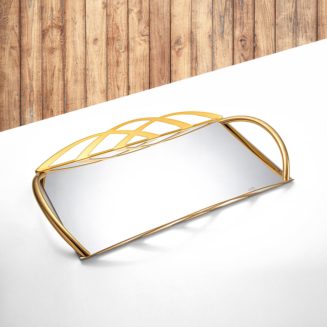 Almarjan Gold-Plated Rectangle Serving Tray - 50CM, Made in Italy