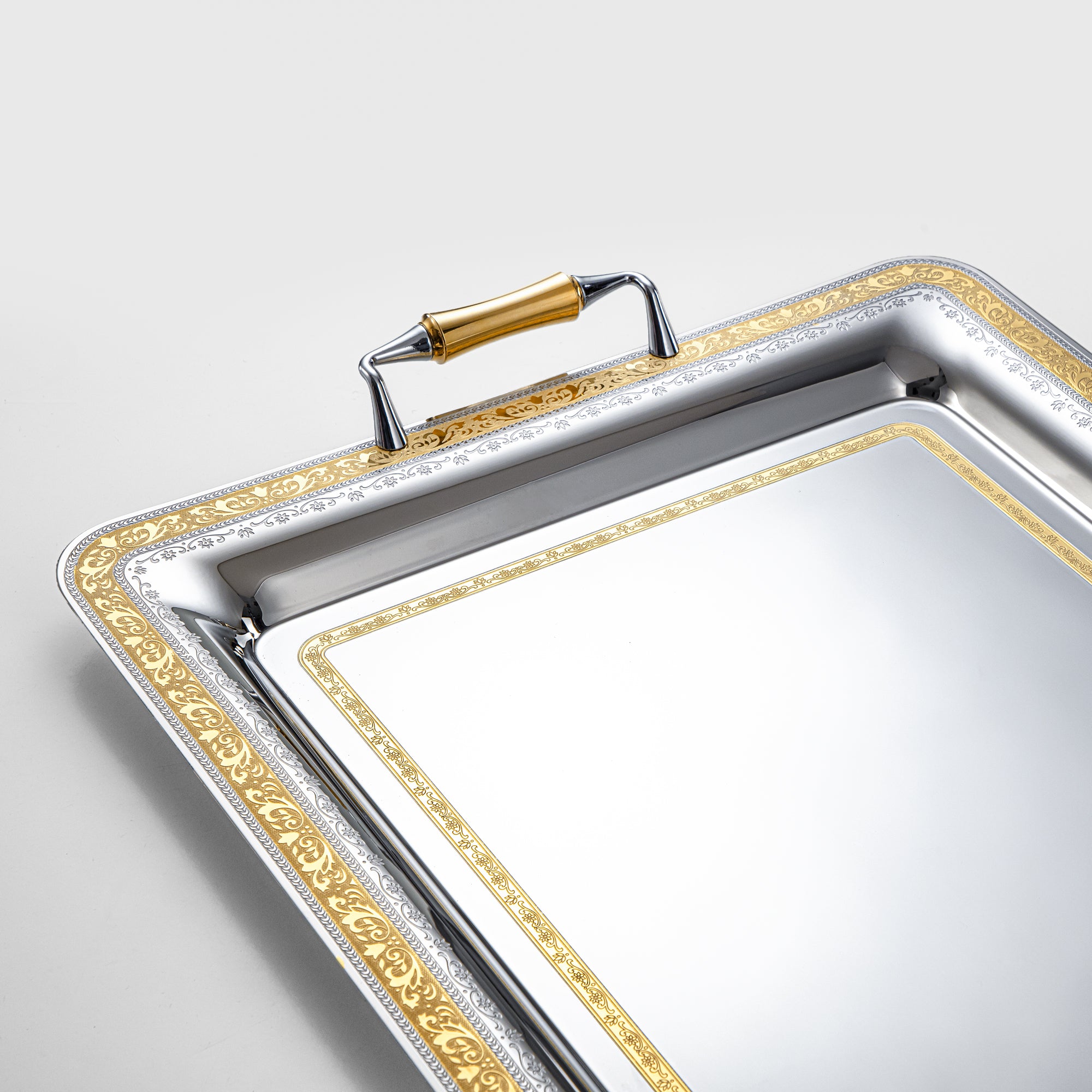 Almarjan Serving Tray 57cm Silver & Gold