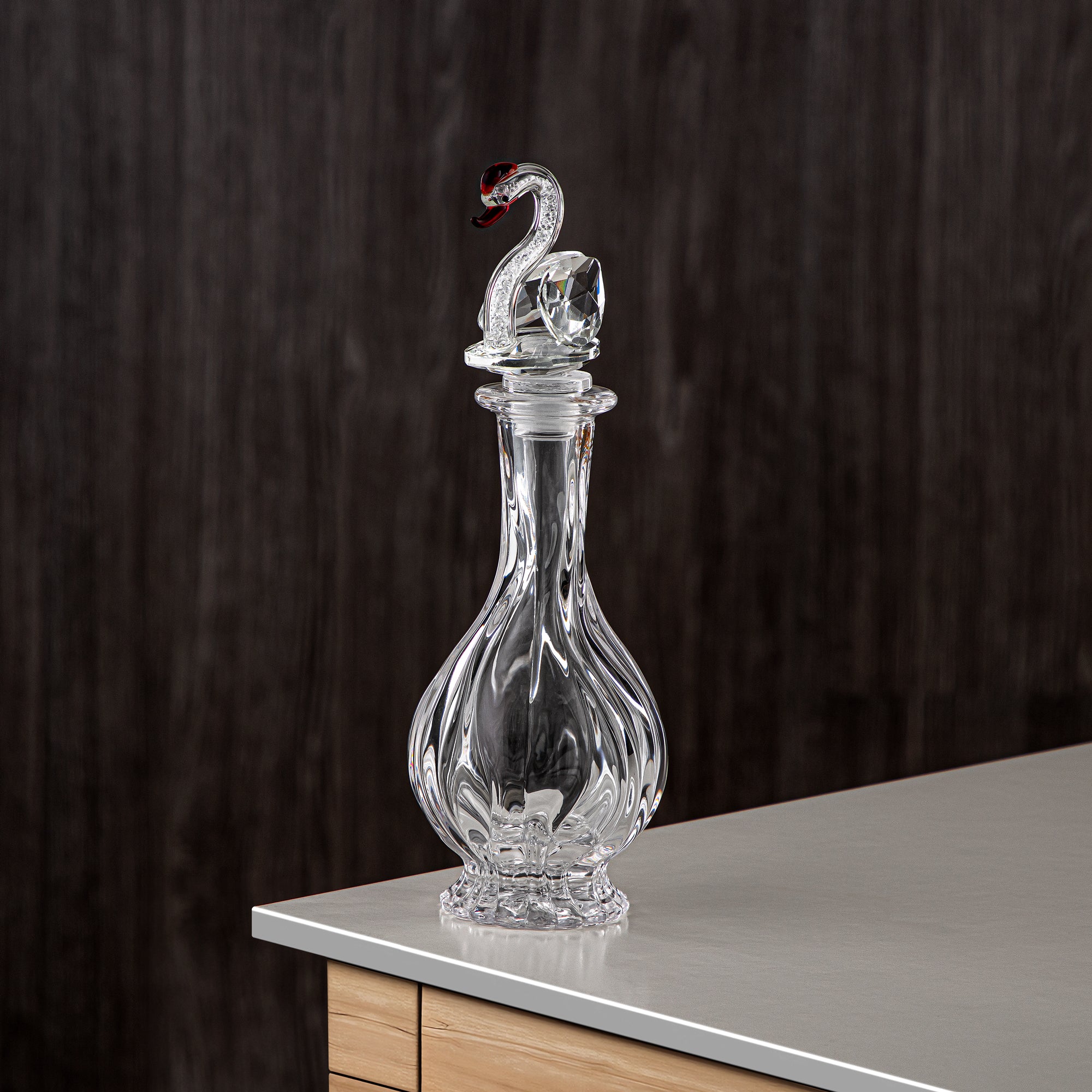 Almarjan Perfume Bottle 200ML (VR-D23-5-Clear) - Glass with Swan Knob | Swan Collection