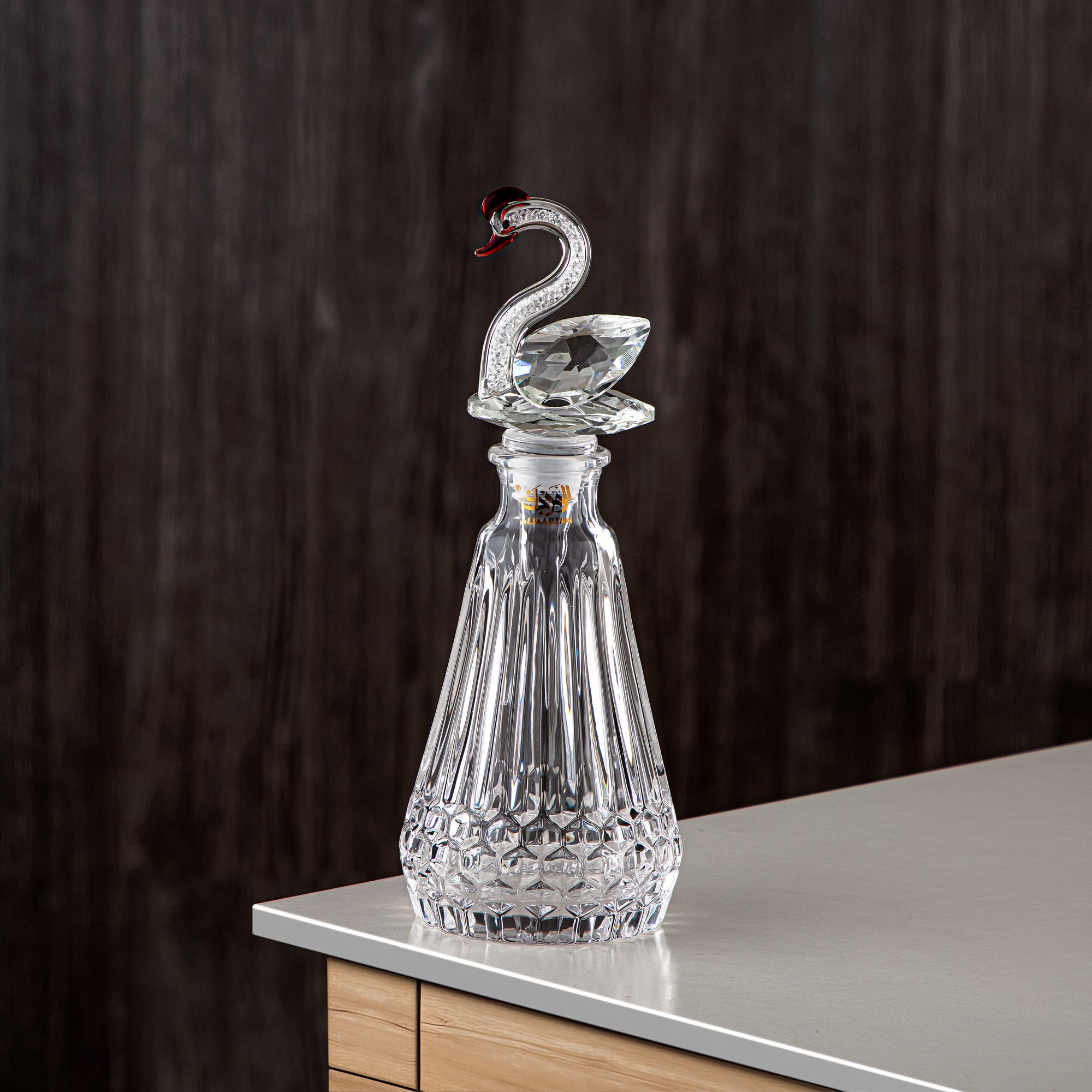 Almarjan Perfume Bottle 200ML (VR-D31-5-Clear) - Glass with Swan Knob | Swan Collection