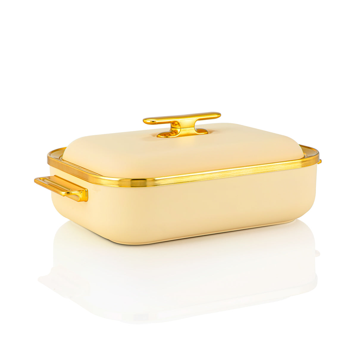 Almarjan 3 Liter Rectangle Plastic Hot Pot Light Yellow & Gold - HP03-300 Light Yellow Gold