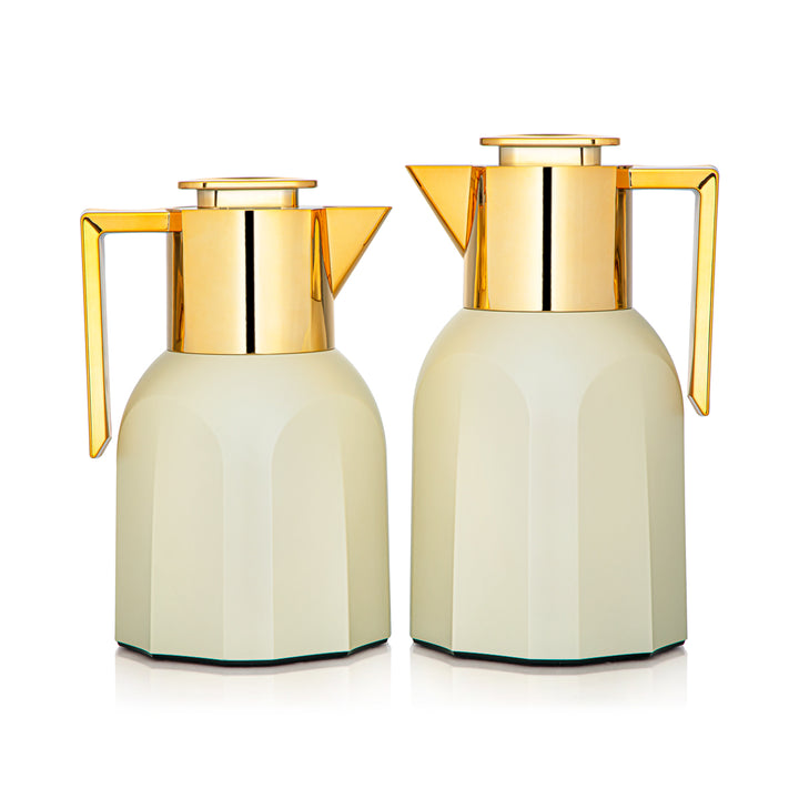 Almarjan 2 Pieces Vacuum Flask Set Beige & Gold - MAG-BEG