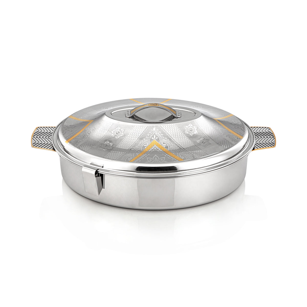 Almarjan 40 CM Mandi Collection Stainless Steel Oval Hot Pot Silver & Gold - H23EPG1