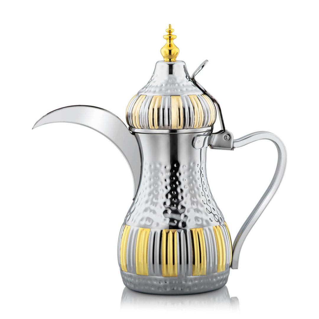  Almarjan 1.5 Liter Stainless Steel Dallah Silver & Gold - STS0010728 
